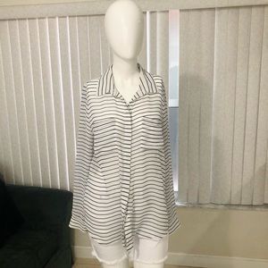 Old Navy Striped sheer long sleeve button up blouse, sz: M
